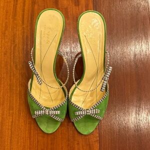 Kate Spade Green Heels with Checkered Bow